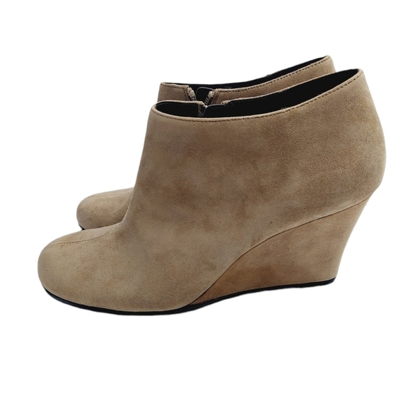 Aerosoles Heelrest Plum Pie Beige Suede Ankle Boot Wedge Heel Zip Women’s 9.5 M - Picture 5 of 12